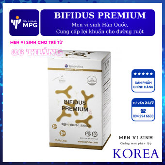 Men vi sinh Hàn Quốc Bifidus Premium [Hộp 30 gói x 2g]: Bổ sung men vi sinh cho đường ruột, chống táo bón và rối loạn tiêu hóa