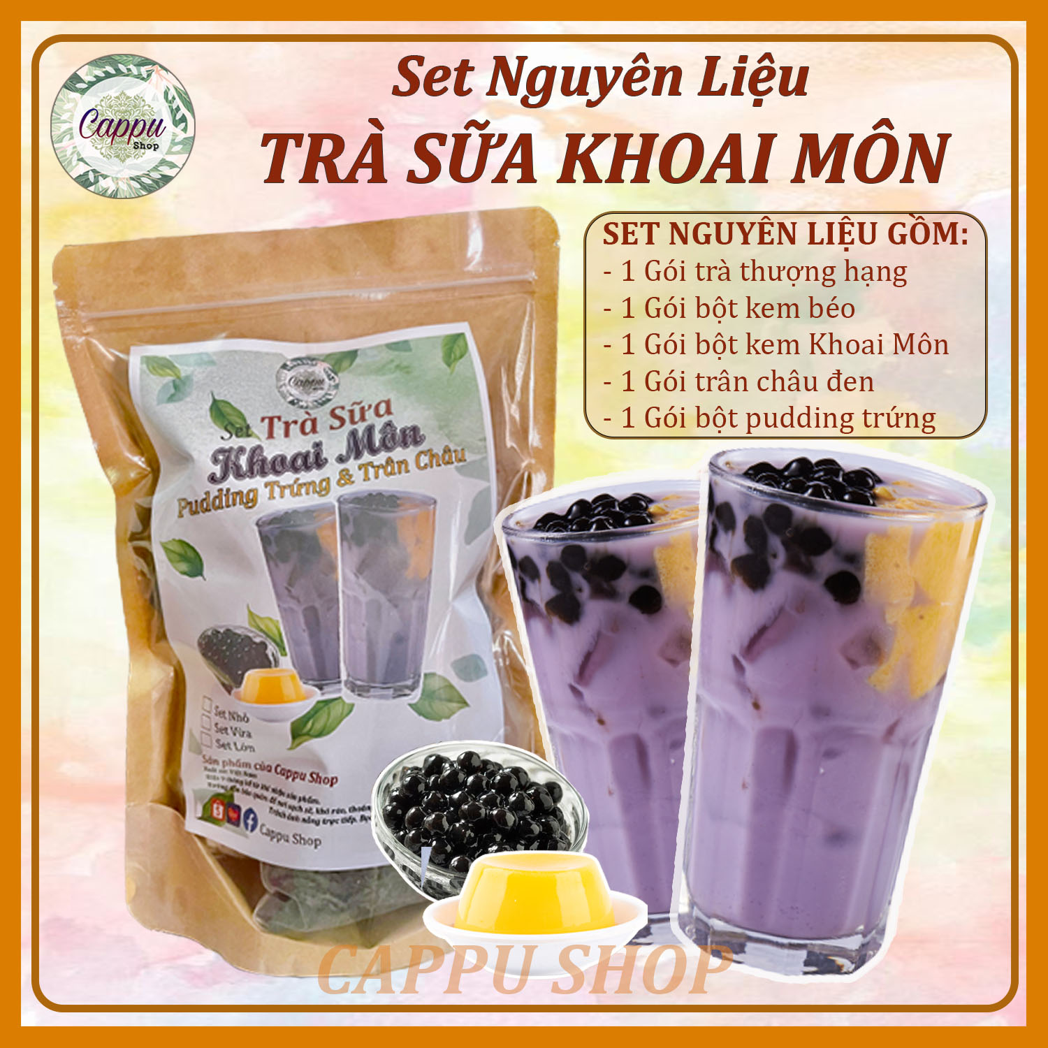 Set trà sữa khoai môn