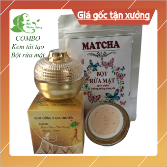 bộ đôi hoàn hảo đánh bay mụn nám tàn nhang gồm 1 kem đen tái tạo và 1 túi bột rửa mặt