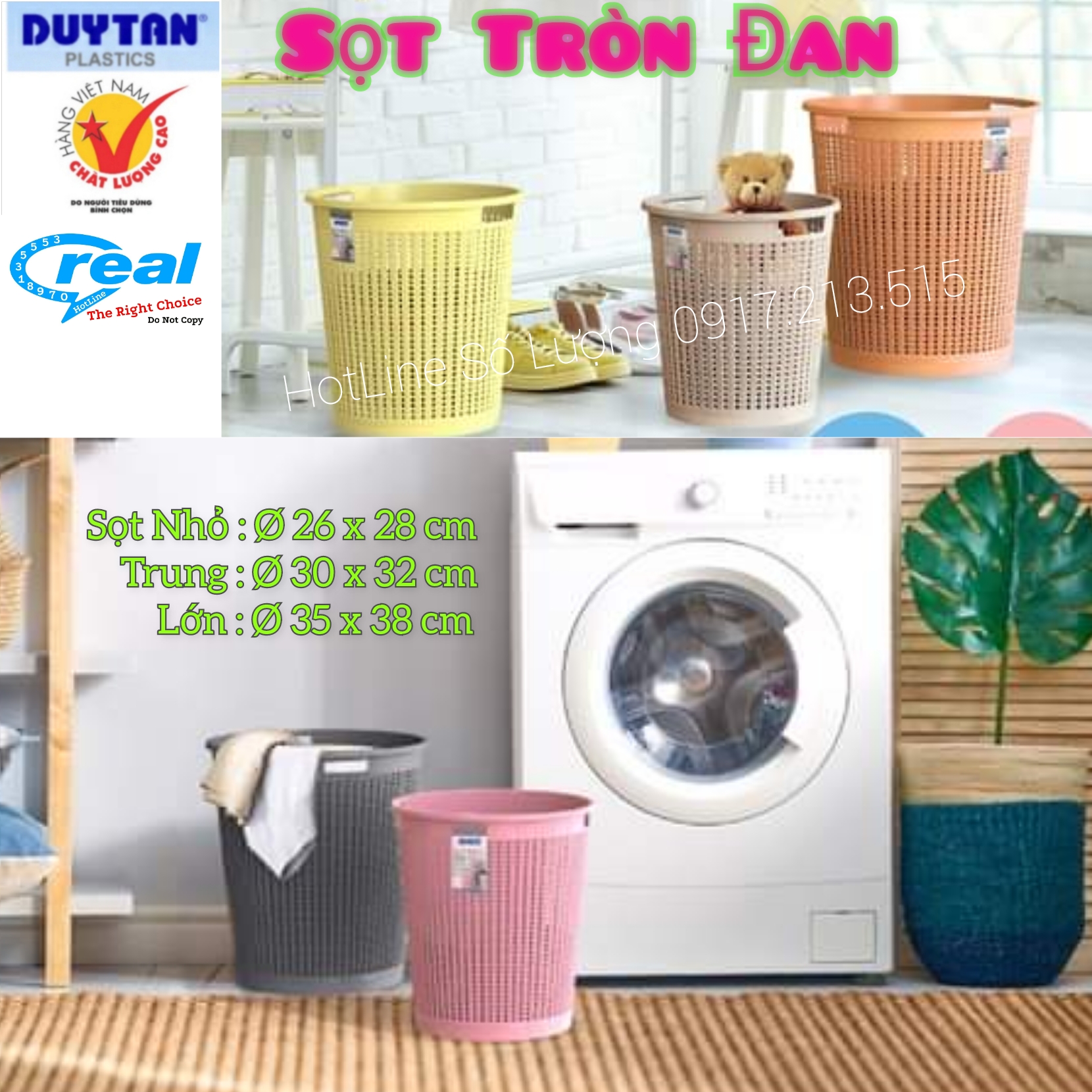 Sọt nhựa tròn đan Hàn Quốc -Nhựa Duy Tân Nhỏ/Trung/Lớn dùng làm sọt đựng đồ , Sọt Decor