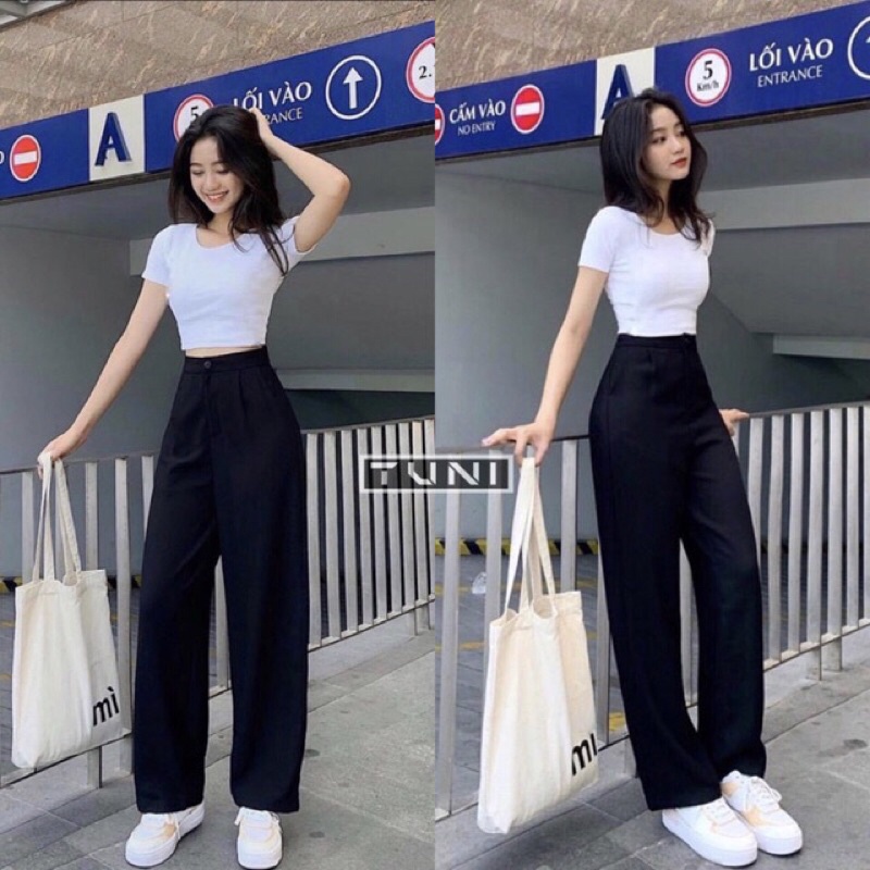 Quần ống rộng cạp cao chất tuyết mưa siêu hot hit QV01