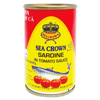 2 hộp Cá hộp Sea Crown cá nục kho tiêu / cá trích sốt cà ,  hộp 155g