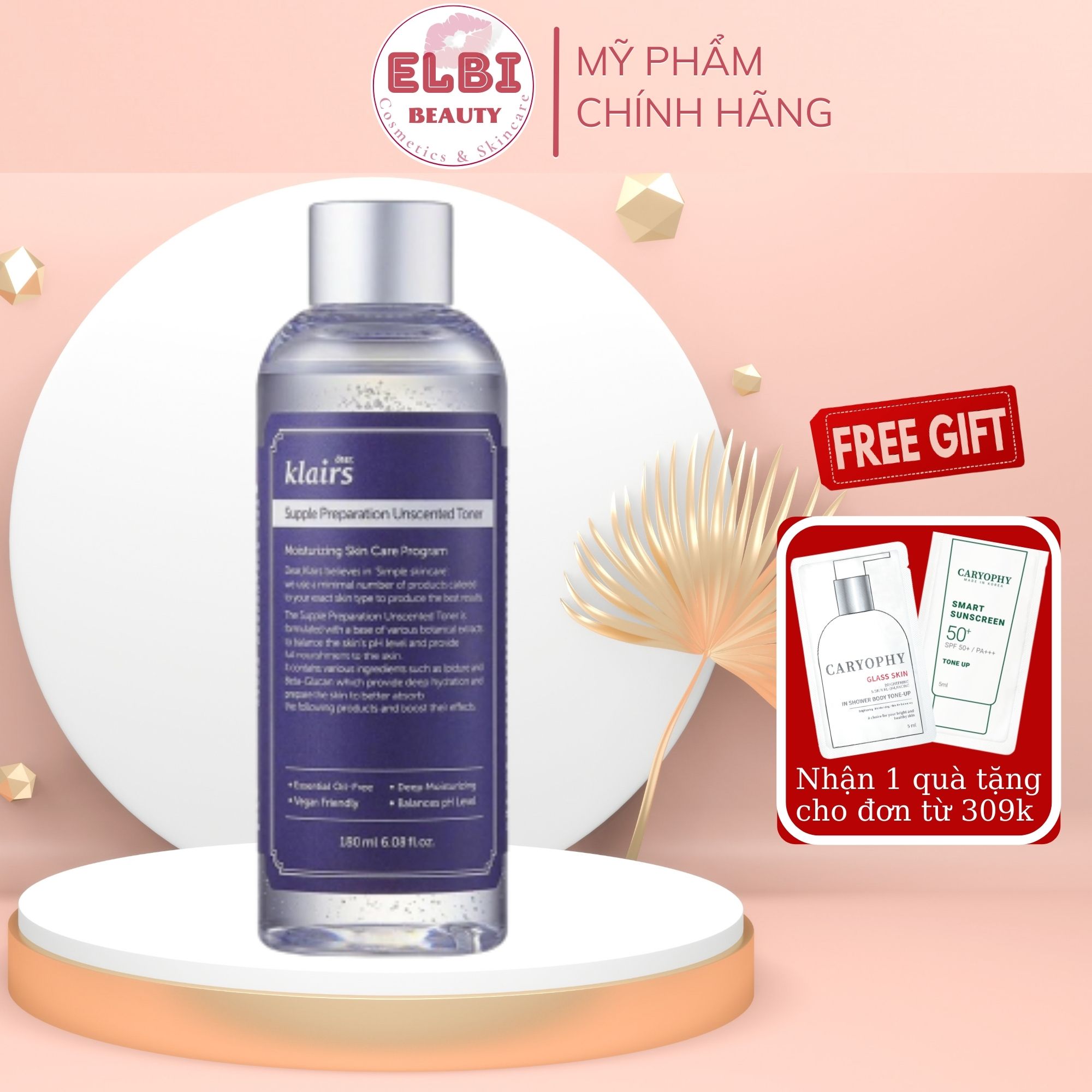 Nước Hoa Hồng Không Mùi Cho Da Nhạy Cảm Dear Klairs Supple Preparation Unscented Toner 180ml