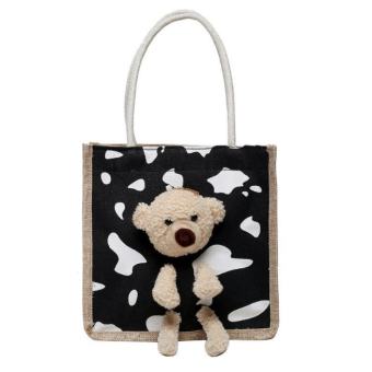 Túi xách Túi Tote basic thời trang Nữ vải canvas siêu xinh siêu đẹp Hình Chú Gấu Bò Sữa có khóa kéo