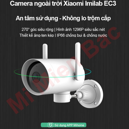 Camera Ngoài Trời Camera IP Giám Sát Xiaomi IMILAB xoay 270 độ EC3 2K quốc tế 360° CMSXJ25A, Chống Nước IP66, Phát Hiện Cảnh Báo Đột Nhập, Chọn Vùng Cảnh Báo, BẢN QUỐC TẾ - Chính Hãng Xiaomi