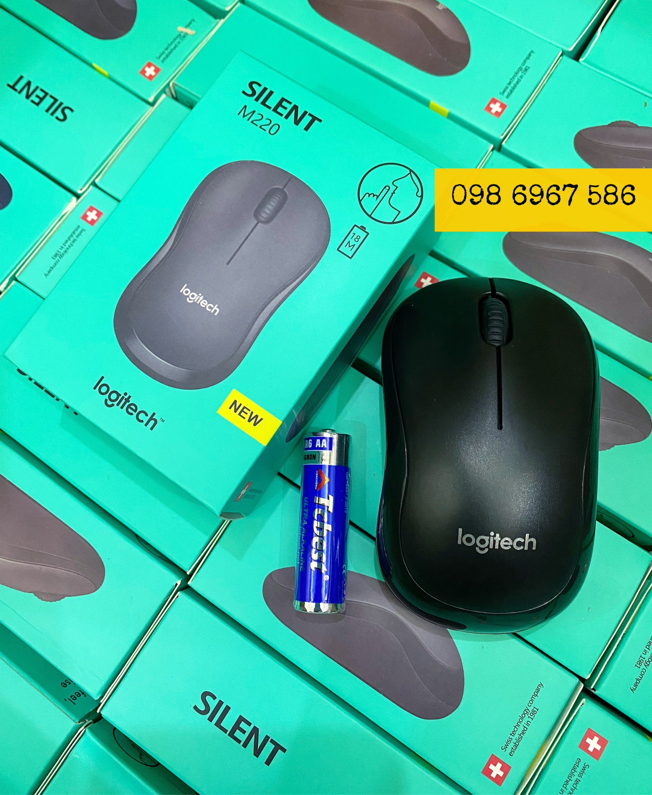Chuột vi tính không dây logitech m220- có nút on/off - tặng pin