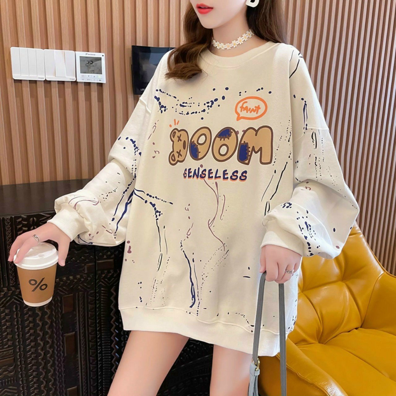 Áo hoodie form rộng, áo khoác nỉ in phối họa tiết siêu bắt mắt siêu hot