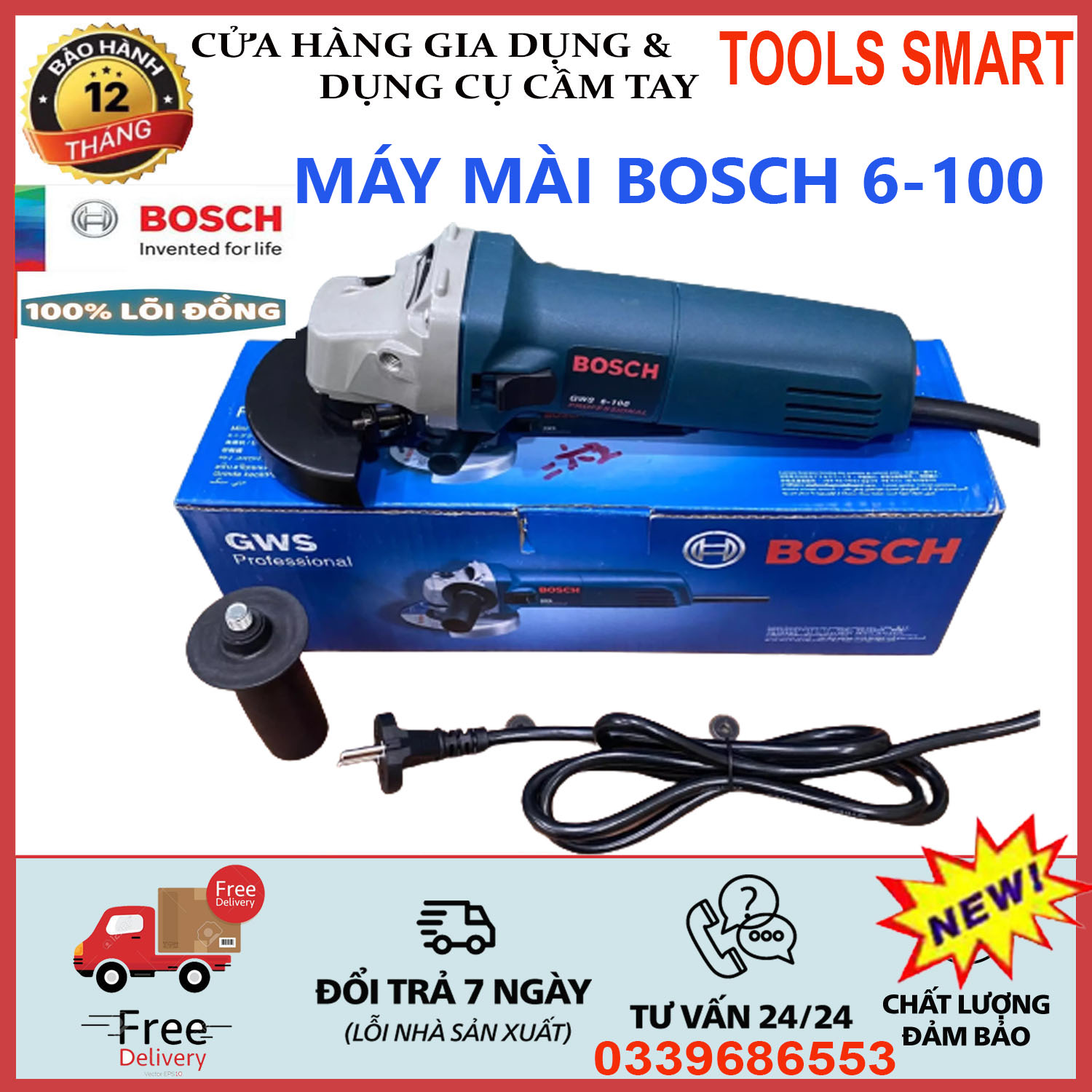 Máy mài bossch 6-100 công suất 670w mạnh mẽ mài , cắt rất dễ dàng và an toàn khi sử dụng làm việc , máy mài góc 670w , máy mài cầm tay . bảo hành 12 tháng