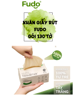 Khăn Giấy Fudo Giấy ăn Fudo Mềm, dai, thấm hút tốt, 100% từ sợi tre Gói 130 tờ Thùng 20 gói có tách lẻ Koshka Home