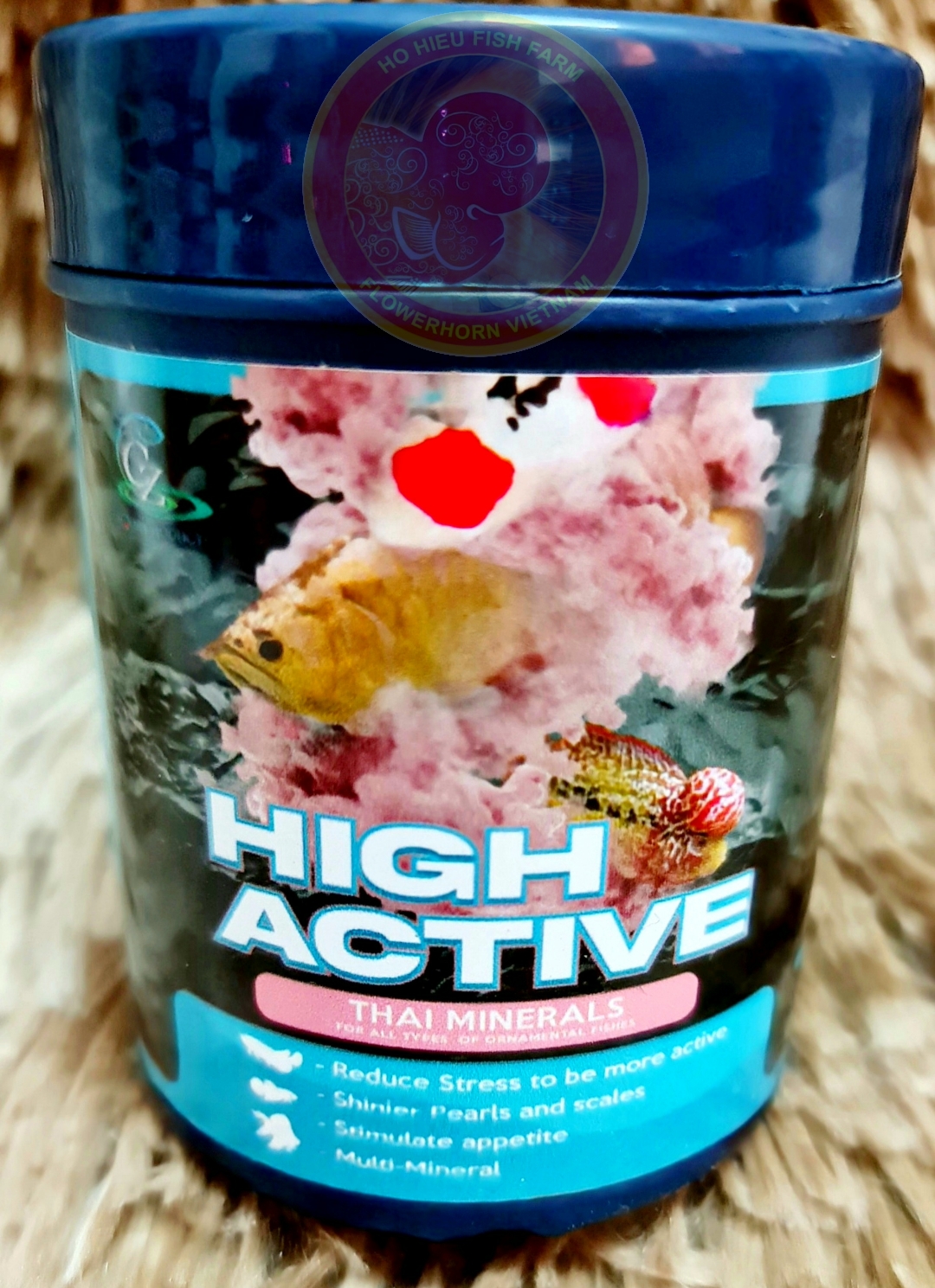 High active khoáng cho cá cảnh hộp nguyên tem 100gr -giúp cá la hán sung.giảm stress .lên màu đẹp -nhập khẩu thailand