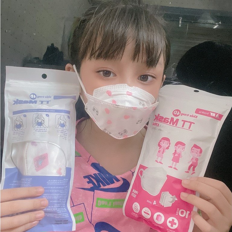 Combo 100 chiếc khẩu trang trẻ em 4d kf94 hoạ tiết cho bé từ 2-10 tuổi túi/ 10 cái