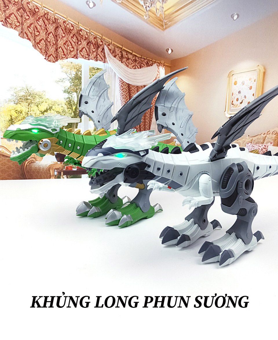 Khủng Long Robot Phun Khói - Lửa Điện Sử Dụng Pin Tặng kèm pin