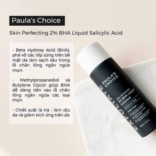 BHA  PAULA 'S CHOICE 2% - Làm Trắng Tẩy Tế Bào Chết Đẩy Mụn Ẩn Giảm Mụn Dầu Đen