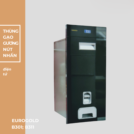 Thùng Gạo Thùng Đựng Gạo Thông Minh điện tử mặt gương cao cấp của hãng Eurogold, hàng nhập khẩu.