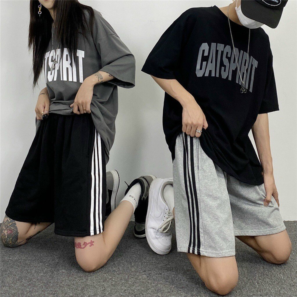 Quần đùi thể thao 3 sọc unisex, quần sort thể thao nam nữ chất nỉ dày đẹp freesize dưới 65kg