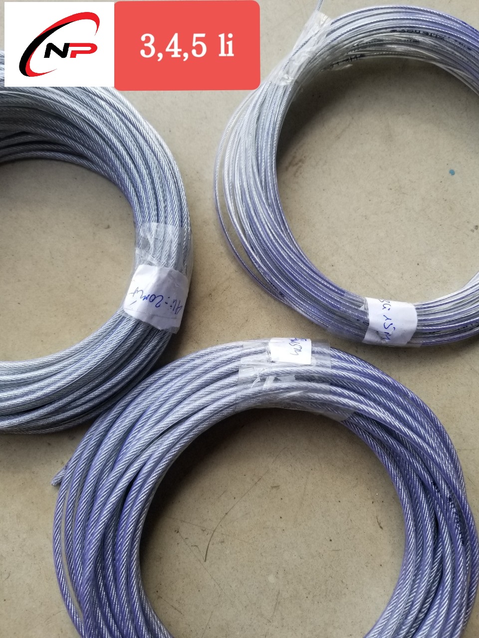 Cáp thép bọc nhựa cuộn 100 mét .size 2mm 3mm 4mm 5mm 6mm