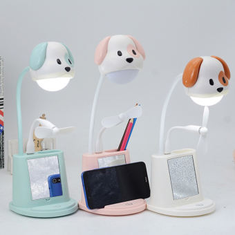 Đèn Học Tích Điện-Đèn Học Kèm Quạt Tiện Lợi-Đèn Hình Thú Dễ Thương