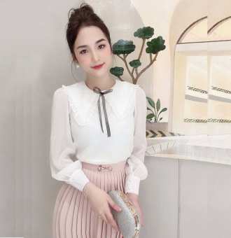 Áo sơ mi nơ đen công sở nữ mềm mát trẻ trung