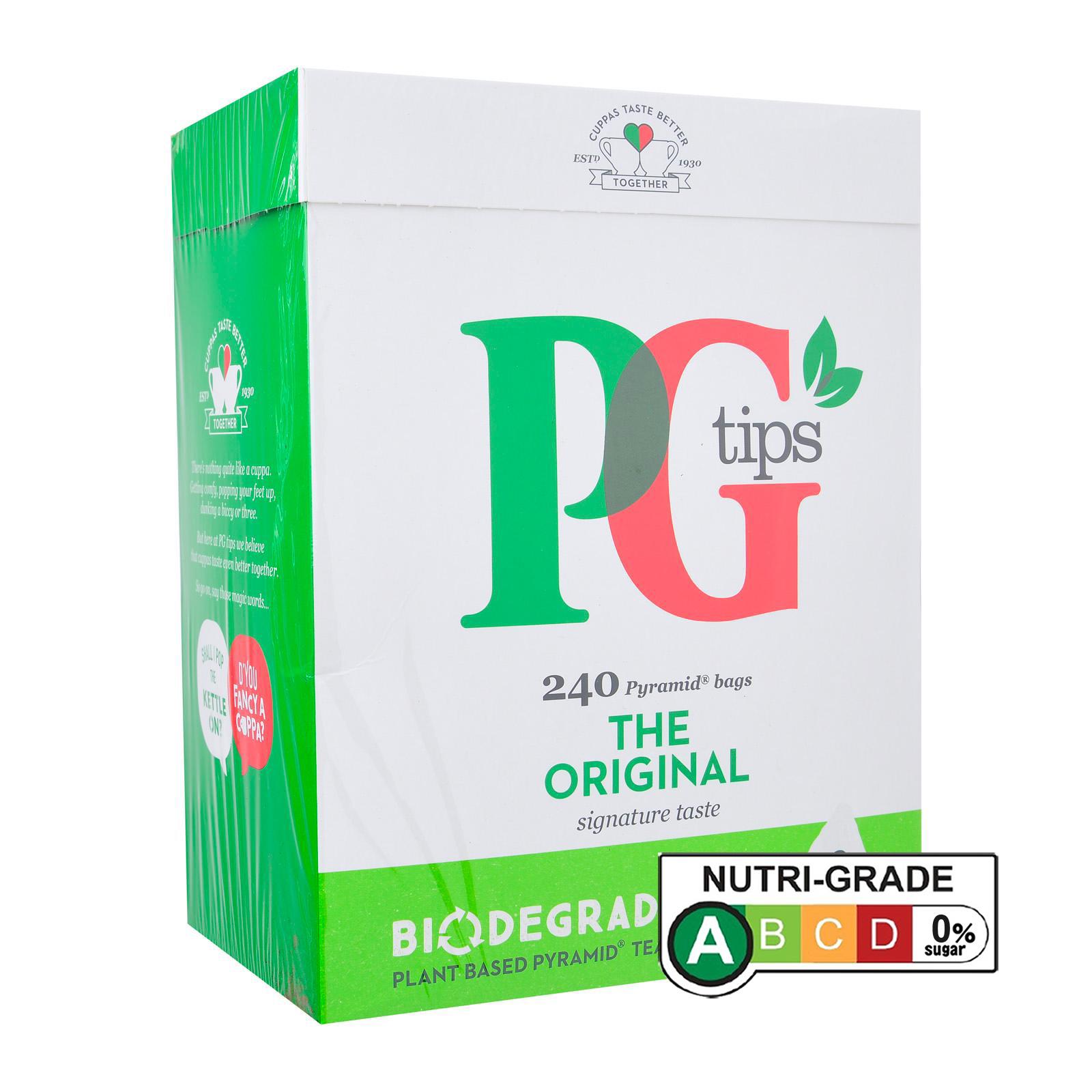 PG Tips Black Tea, Pyramid Tea Bags, 80Count Boxes (Pack of 4)