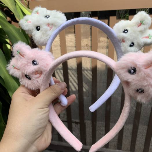 CC34 Cài tóc bờm tóc băng đô nữ 2 con thỏ lông xù gấu  vịt