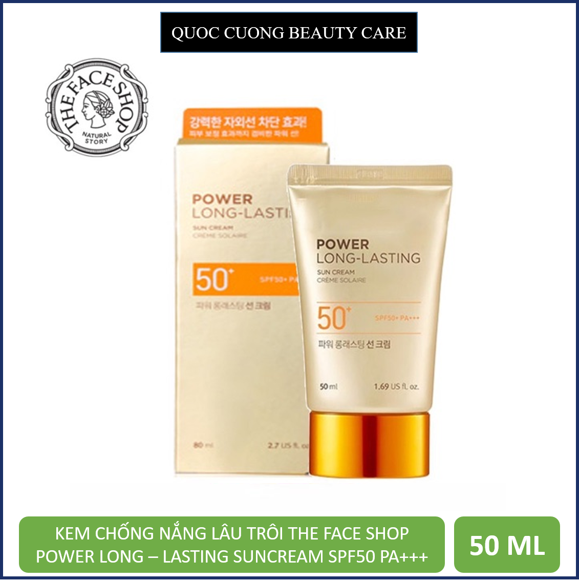 [HCM]Kem Chống Nắng Thefaceshop Power Long Lasting Sun Cream SPF50 PA 50ml