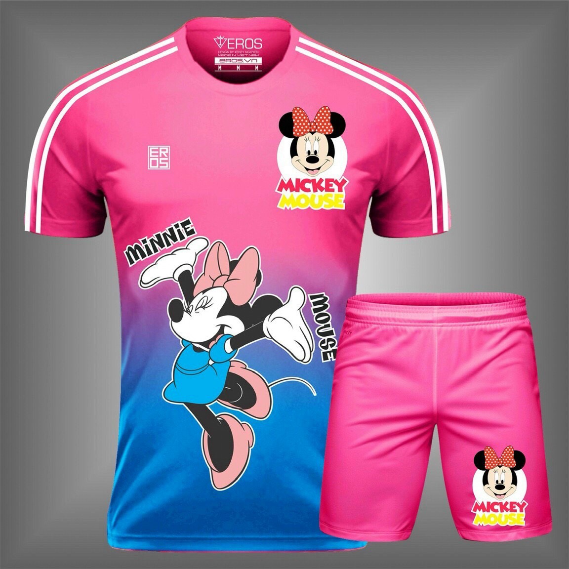 Bộ quần áo đá banh Eros Mickey Mouse Hồng