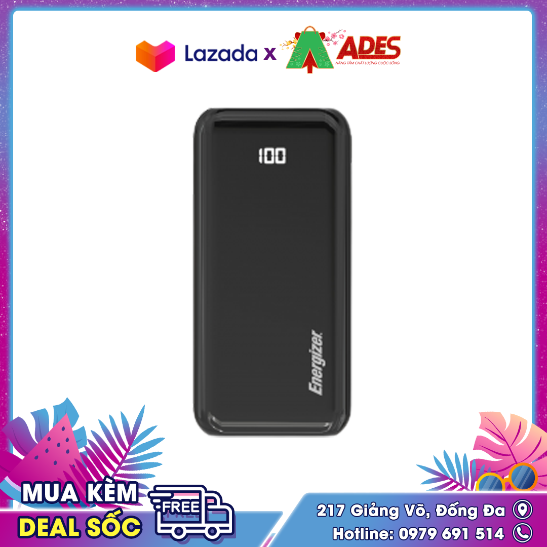 Sạc dự phòng Energizer 20,000mAh/3.7V Li-Polymer - UE20011PQBK tích hợp Power Delivery
