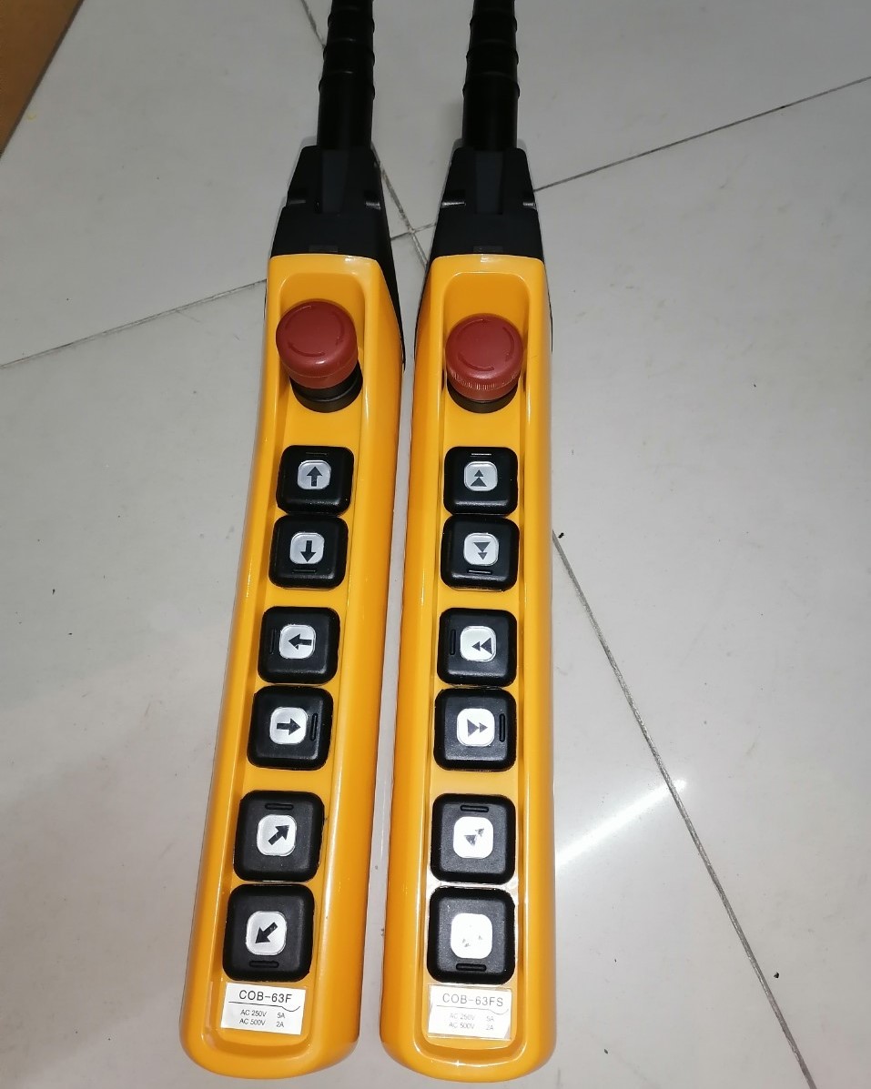 Tay bấm điều khiển palang cẩu trục, remote cẩu trục 1 tốc độ và 2 tốc độ