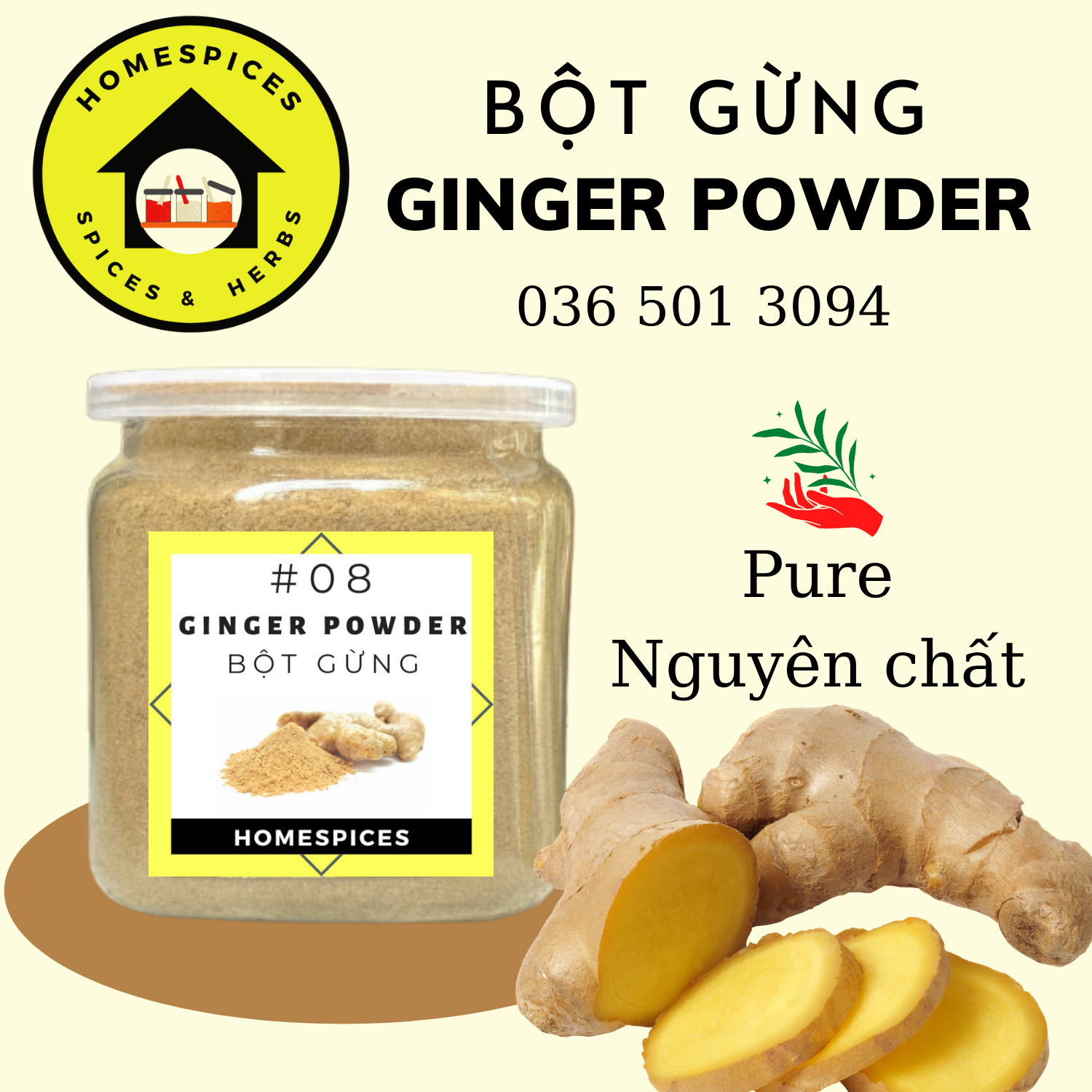 Bột Gừng sạch - Ginger powder Ginger ground sạch nguyên chất ướp thịt, ướp cá, uống giảm cân, ăn kiêng HOMESPICES gia vị của mọi nhà healthy meal homespices