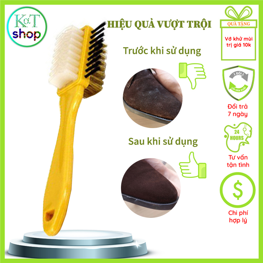 Specialized 3-head brush for suede, cleaning suede shoes, suede bags