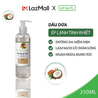 Dầu Dừa Nguyên Chất Dưỡng Mi Ép Lạnh Tinh Khiết MILAGANICS, Dầu Dừa Dưỡng Tóc Dưỡng Da Organic 250ml (Chai) - eHerb