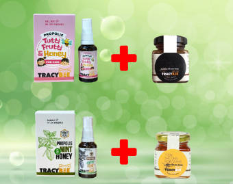 Combo 2 chai[TRACYBEE] Keo ong xanh BRAZIL vị Bạc Hà+trái cậy dạng xịt hỗ trợ trị ho, viêm họng dùng cho trẻ em trên 12 tháng tuổi và người lớn