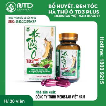 Hà Thủ Ô TD3 plus lọ 30 viên - Biotin gấp 4 lần mẫu cũ (2 tuần giảm rụng).