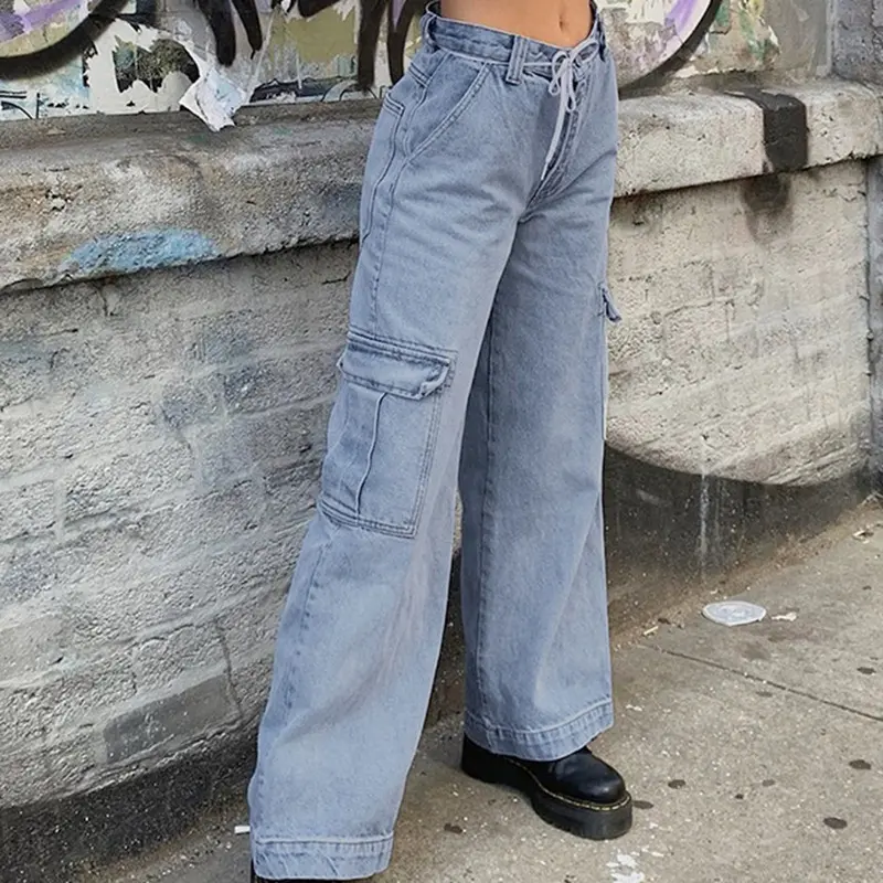denim cargo jeans womens