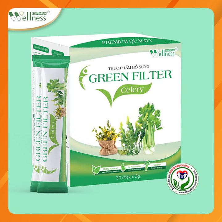 Thực Phẩm Bổ Sung Bột Cần Tây Sấy Lạnh Diệp Lục Green Filter Celery hộp 30 gói - tốt cho người huyết áp cao