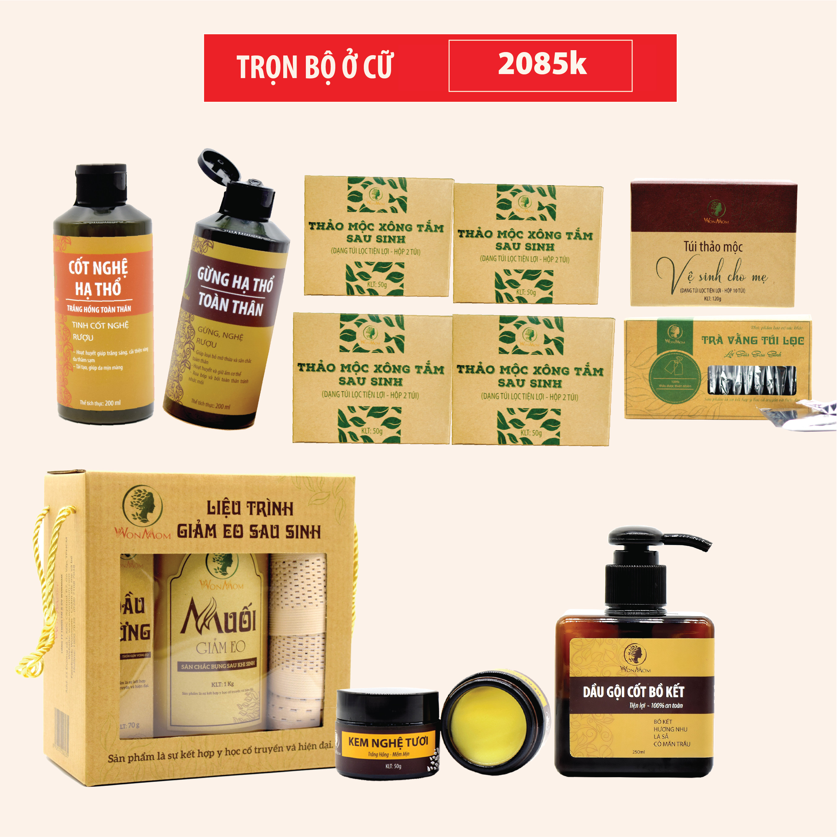 Combo ở cữ cho mẹ sau sinh WonMom