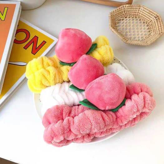 Băng đô cài tóc rửa mặt quả đào siêu cute