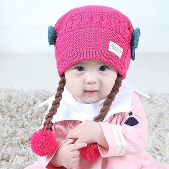 Mũ len tóc giả 2 bím