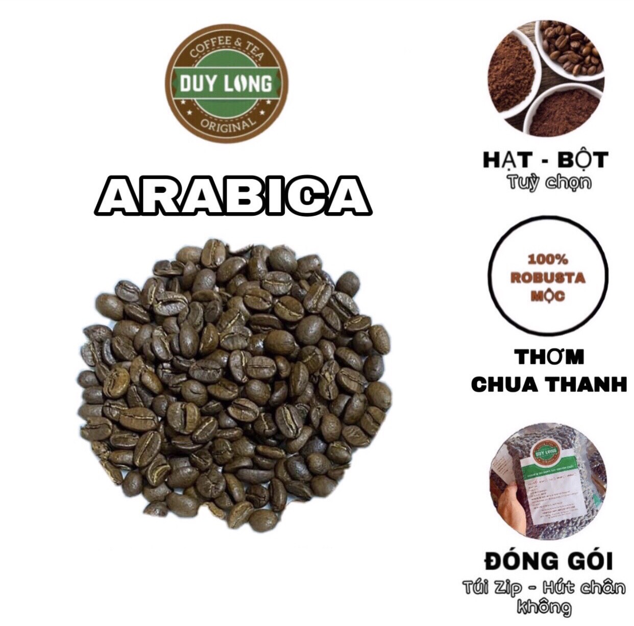 Cà phê Arabica rang medium mộc nguyên chất 100%, giá ưu đãi chỉ từ 1kg