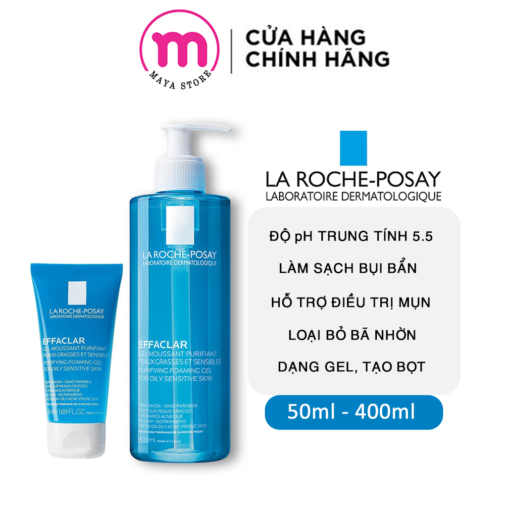 Sữa rửa mặt la roche posay cho da dầu mụn 50ml - 400ml