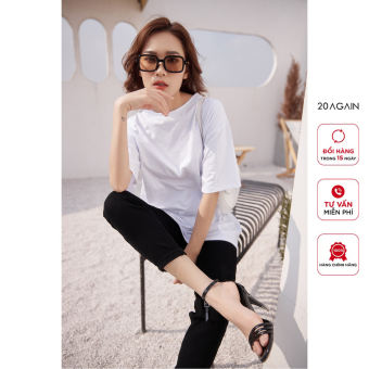 Áo thun unisex 20AGAIN, chất cotton form suông mềm mịn, thoáng mát ATW2008
