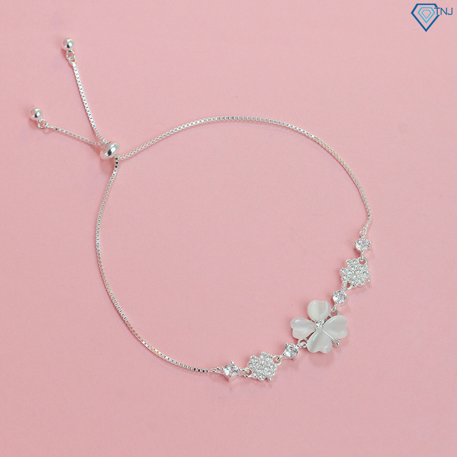 Vòng tay nữ bạc 925 hình cỏ 4 lá khắc tên theo yêu cầu LTN0277 - Trang Sức TNJ