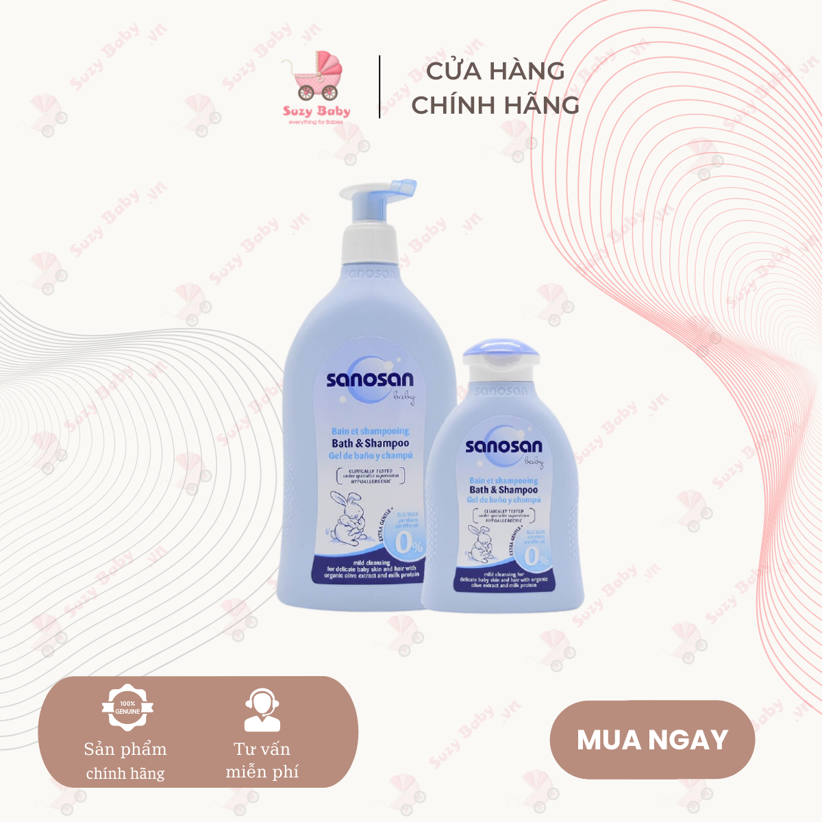 SỮA TẮM GỘI DỊU NHẸ SANOSAN BABY CHIẾT XUẤT OLIVE HỮU CƠ 200ML/500ml