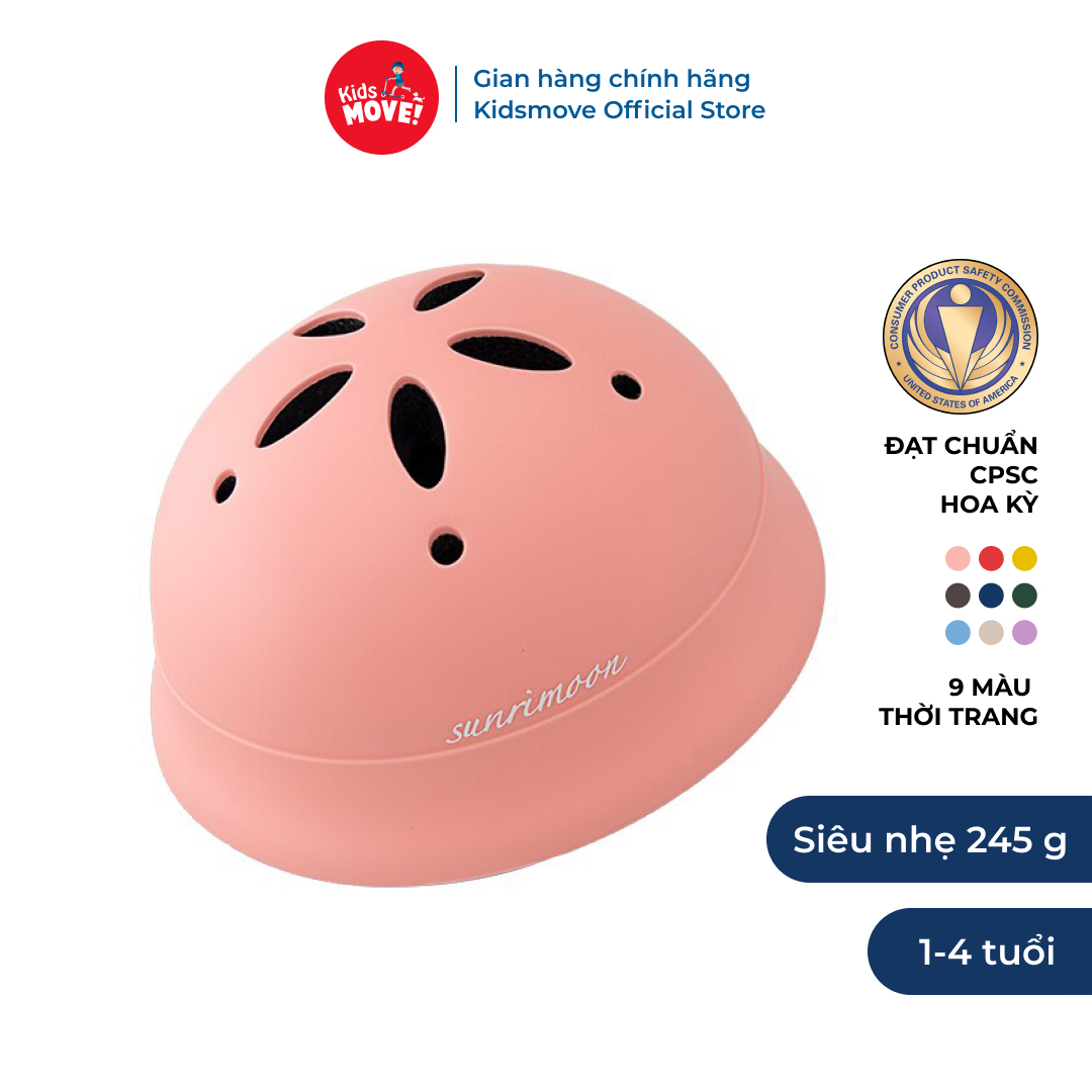 Mũ bảo hiểm trẻ em siêu nhẹ Sunrimoon Macaron cho bé từ 1-5 tuổi chính hãng dùng đi xe đạp, xe máy, scooter, patin