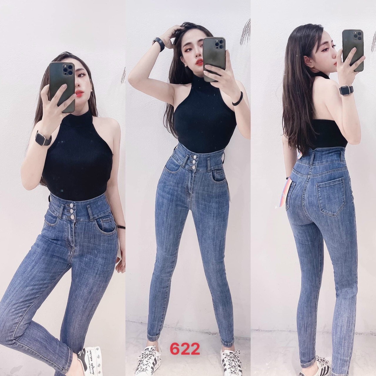 quần jean nữcao cấp win 268 AN NHIÊN STORE MẪU MỚI NHẤT M622 màu xanh lưng cao siêu hót hiện đại phong cách hàn quốc thời trang An Nhien fashion AN5521