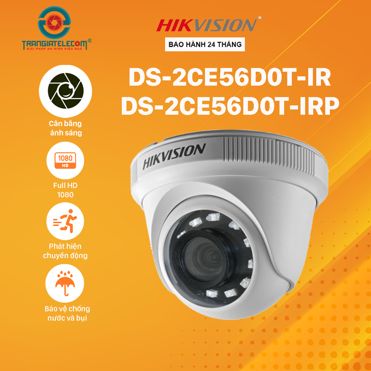 Camera hd-tvi dome hồng ngoại 2.0 megapixel hikvision - trangiatelecom