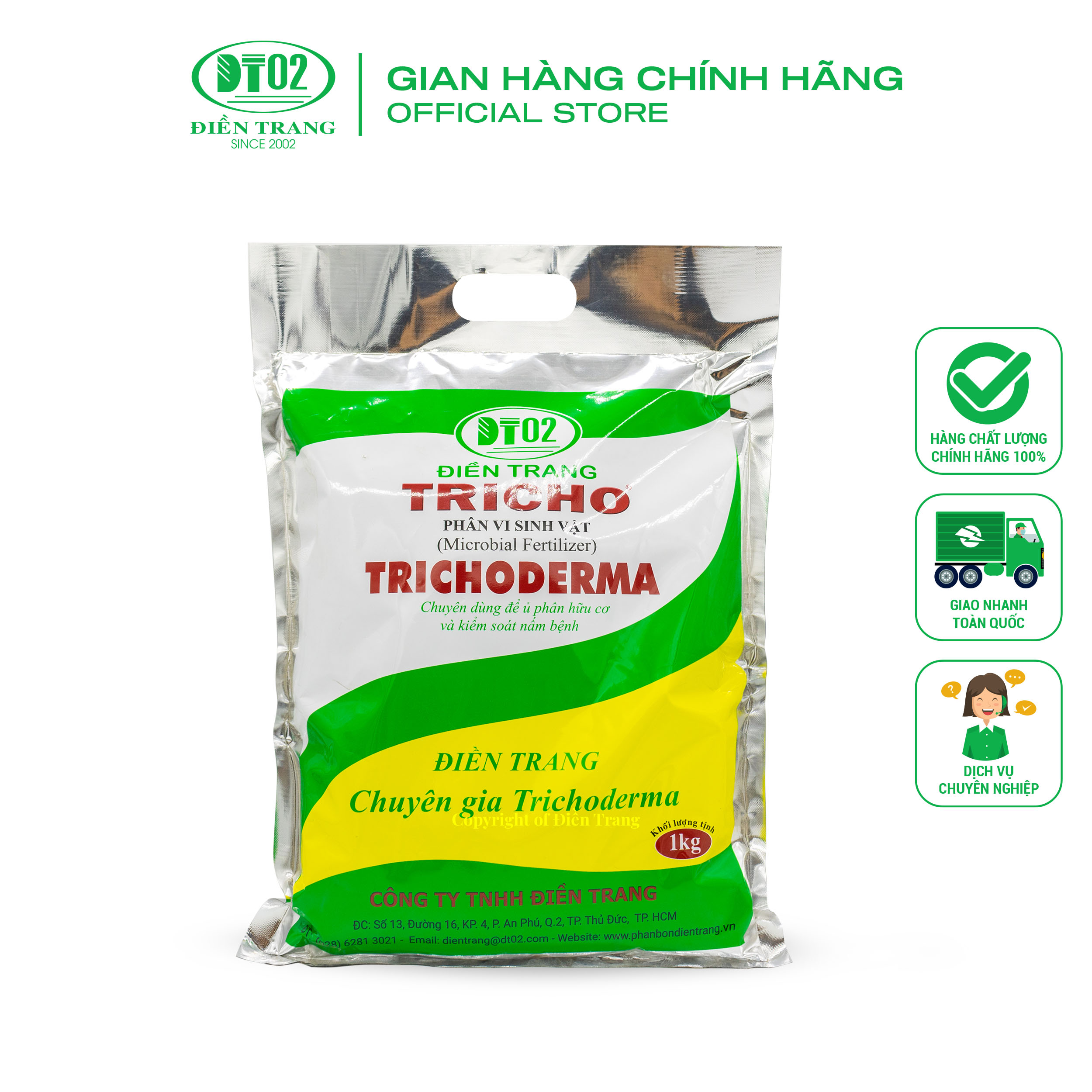 Trichoderma nấm đối kháng Trichoderma Điền Trang, ngăn ngừa nấm bệnh, men ủ 1Kg