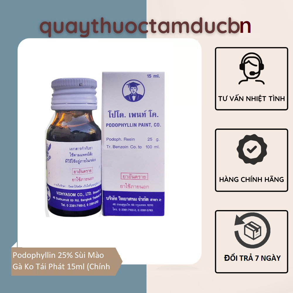Podophyllin 25% Sùi Mào Gà Không Tái Phát 15ml  Chính Hãng (Che tên sản phẩm)