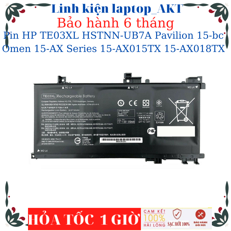 Pin laptop hp te03xl hstnn-ub7a pavilion 15-bc omen 15-ax series 15-ax015tx 15-ax018tx