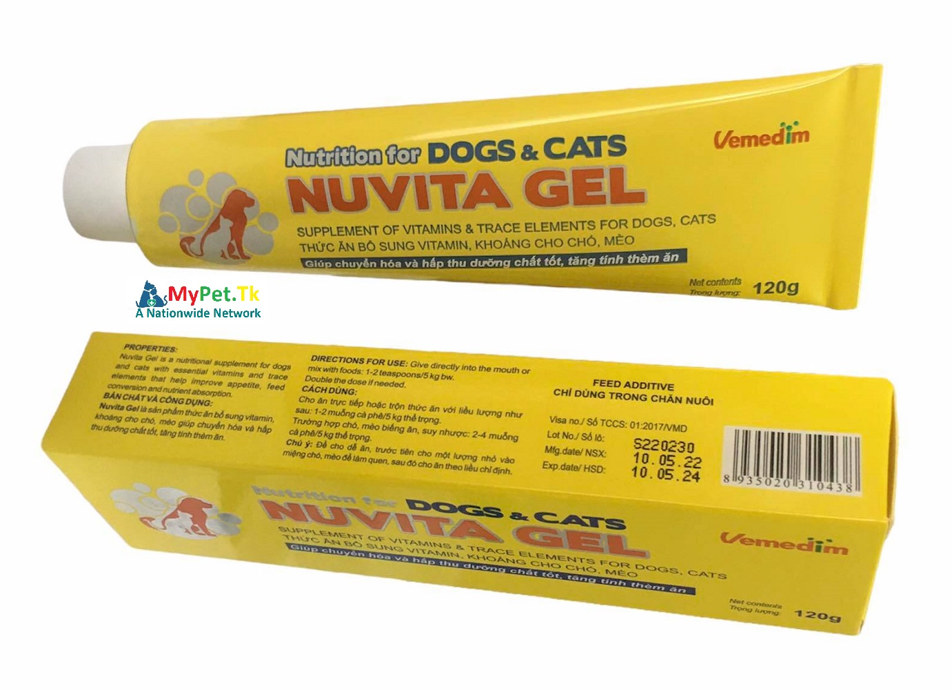 Vemedim Nuvita Gel Thức Ăn Bổ Sung Vitamin, Khoáng Cho Chó, Mèo Kén Ăn Chậm Lớn 120G